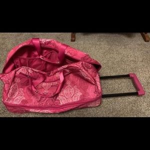 Vera Bradley pink paisley rolling duffle